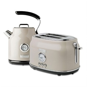 Haden Dorset 2 Slice Wide Slot Stainless Steel Toaster Bundled with 1.7 Liter Stainless Steel Electric Kettle with 360-Degree Base, Putty & Chrome - 1 of 4