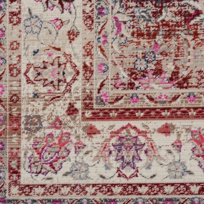 Vintage Kashan Distressed Red Synthetic 2' x 4' Area Rug