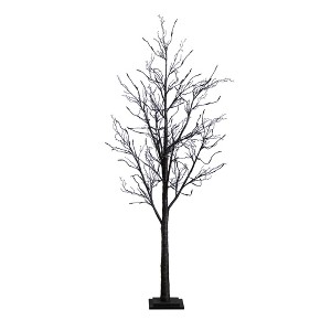 Nearly Natural 6-ft Pre-Lit Halloween Black Twig Artificial Fall Tree with 300 Orange and Purple LED Lights - 1 of 4