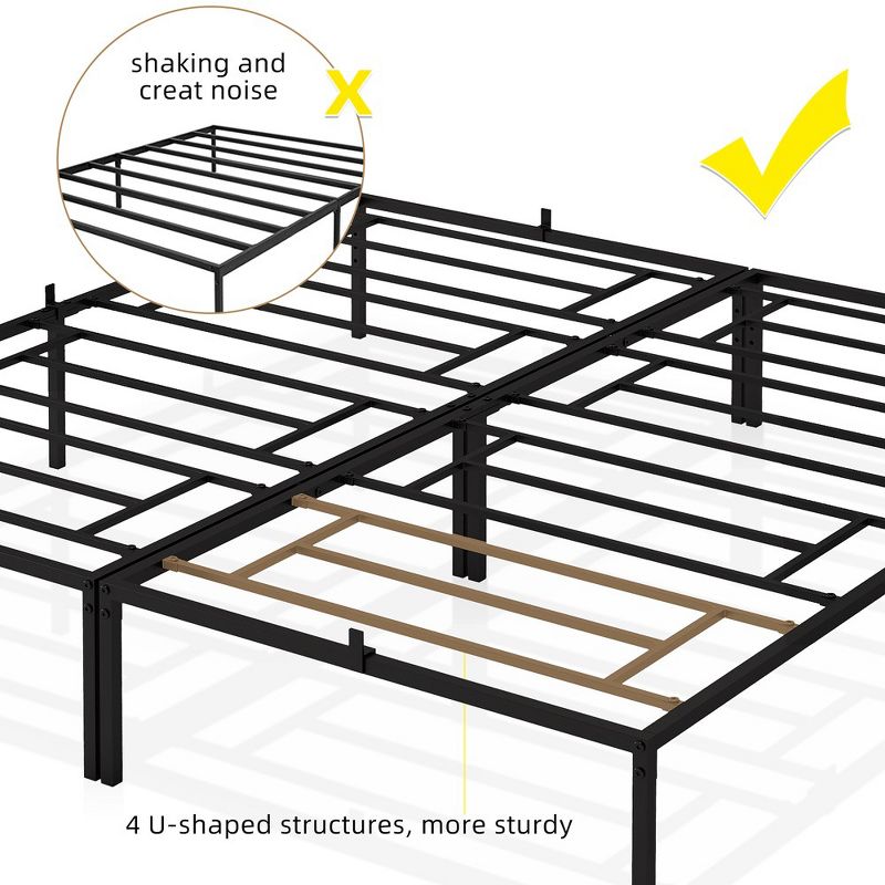 Whizmax King Size Metal Platform Bed Frame, Heavy Duty Steel Slat with Storage, No Box Spring Needed,Black, 2 of 8