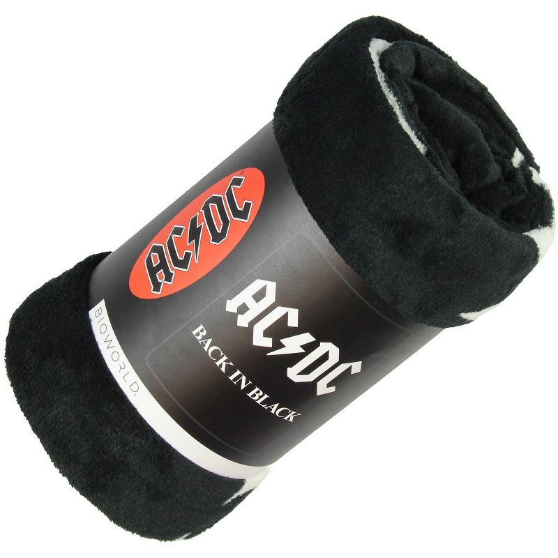 AC/DC Back In Black Super Soft And Cuddly Fleece Plush Throw Blanket Black, 2 of 6