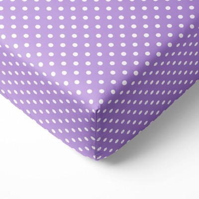 Bacati - Medium Purple Pin Dots 100 percent Cotton Universal Baby US Standard Crib or Toddler Bed Fitted Sheet