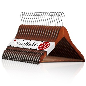 Casafield Wooden Suit Hangers, Non-Slip Pant Bar & Swivel Hook - Set of 20 - 1 of 4