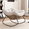 Chenille Rocking Accent Chair with Metal Frame and Ergonomic Design for Living Room - 3 of 4
