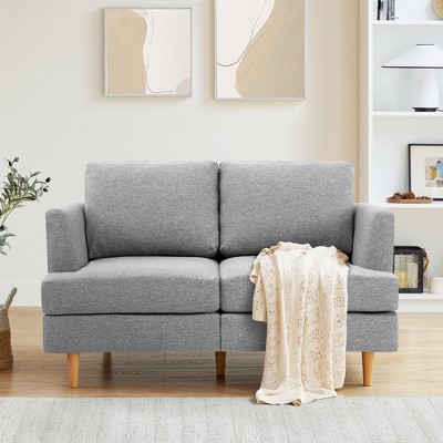GYIIYUO Loveseat Sofa 56", Small Couches for Small Spaces, Mid Century Love Seat Couches for Living Room, Upholstered 2-Seater Small Couch, Grey