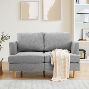 GYIIYUO Loveseat Sofa 56", Small Couches for Small Spaces, Mid Century Love Seat Couches for Living Room, Upholstered 2-Seater Small Couch, Grey - 1 of 4