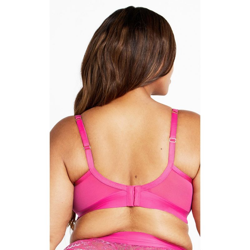 Women's Plus Size Alexis Contour Longline Bra - hot pink | CITY CHIC, 2 of 5