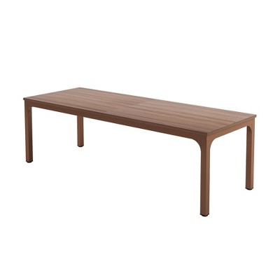 Lirago,78" Rectangular Dining Table - Industrial Style Kitchen Table Seats 6, Black & Wood Grain