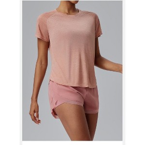 Women's Quick-Dry Athletic T-Shirt Mesh Back Lightweight Short Sleeve Workout Top - 1 of 2