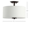 15" Metal Marc Semi Flush Mount: ETL Listed, Linen Shade, 2 LED Bulbs Included - JONATHAN Y - 4 of 4