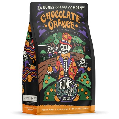 Bones Coffee Company Chocolate Orange Whole Coffee Beans Chocolate Orange Flavor 12 oz Medium Roast (Whole Bean)