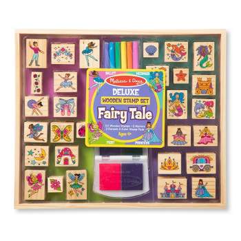 Melissa & Doug Wooden Stamp Set, Favorite Things - 26 Wooden Stamps,  4-Color Stamp Pad 