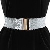 INSPIRE CHIC Women's Shinny Wide Waist Belts Interlock Buckles Sequins Decor Stretchy Belts 2 Pcs 23.62" - 4 of 4