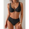 Eomenie Bikini Sets for Women High Waisted Two Piece Bathing Suit U Wired V Neck Swimsuit Adjustable Straps Swimwear - 2 of 3