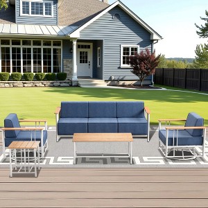Outdoor Swivel Rocker Patio Chairs High Back Wicker Patio Furniture - 1 of 4