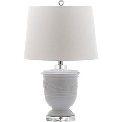 Shoal 23" White Ceramic Table Lamp Set with Textured Cotton Shade