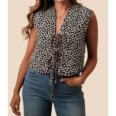 Women's Wren Floral Cropped Tie Vest - Things Between