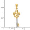 Black Bow Jewelry 14k Yellow Gold and White Rhodium Plated Fleur De Lis Key Pendant, 8mm - 3 of 4