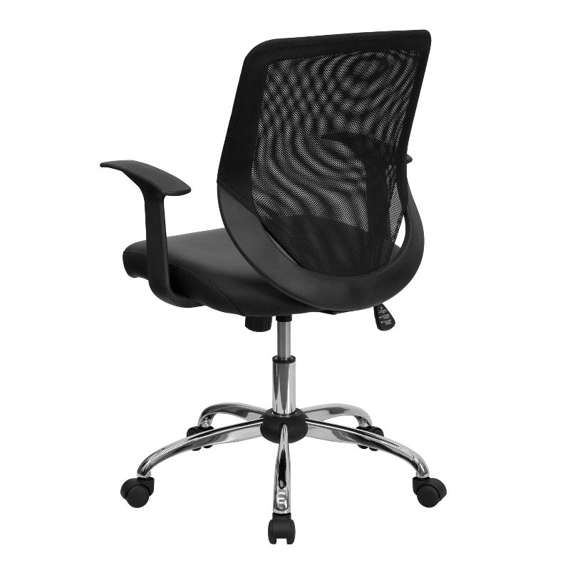 Emma and Oliver Mid-Back Black Mesh Tapered Back Swivel Task Office Chair, LeatherSoft Seat, 2 of 6