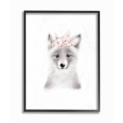 11"x1.5"x14" Sketched Fluffy Fox Flowers Framed Giclee Texturized Art - Stupell Industries