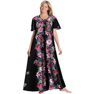 Only Necessities Women's Plus Size Sweeping Printed Lounger - 1 of 4
