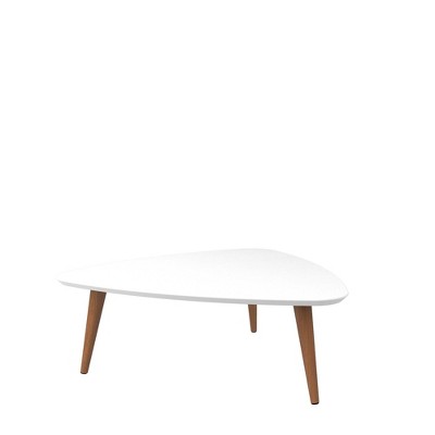 Utopia Mid-Century Triangular White Gloss Wood Coffee Table with Storage