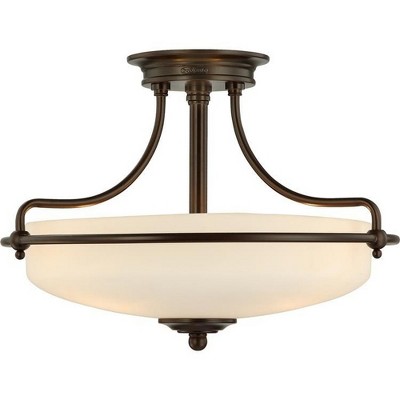 Palladian Bronze 17" Glass Semi-Flush Mount for Indoor/Outdoor