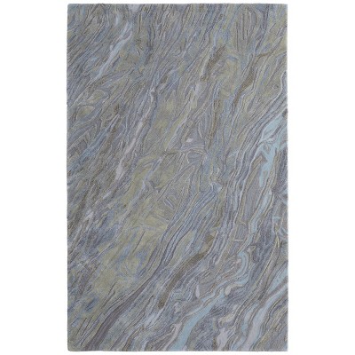 Kawai Modern Abstract Blue/Green/Gray Area Rug