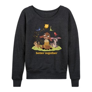 Women's - Disney - We Are Better Together Lightweight French Terry Wide Neck Long Sleeve Shirt - 1 of 4
