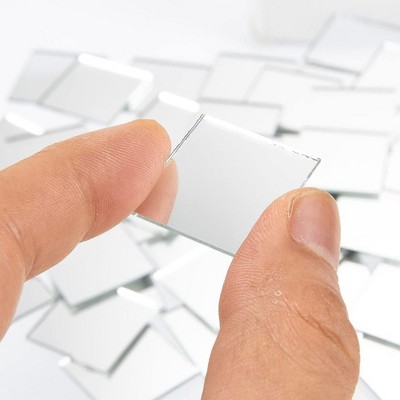 1-Inch Square Silver Glass Mirror Tiles, 120 Pack