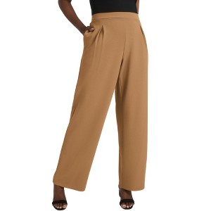Jessica London Women's Plus Size Stretch Knit Crepe Wide Leg Pant - 1 of 4