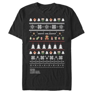 Men's Nintendo Ugly Christmas Super Mario Happy Holidays T-Shirt - 1 of 4