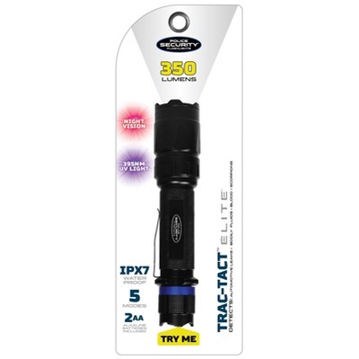 Police Security Trac Tact 350 Lumens LED Flashlight with UV