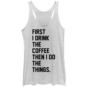 Women's CHIN UP First Coffee Then Things Racerback Tank Top - 1 of 3