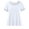 Collections Etc Flattering Crochet Lace Trim Short Sleeve Cotton Tee - 4 of 4