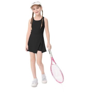 Girls Silt Tennis Dress with Built-in Shorts Girls Athletic Dress Sleeveless A Line Tennis Dress Pleated Girls Golf Dress - 1 of 4