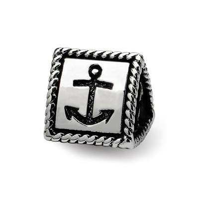 Black Bow Jewelry Sterling Silver Faith, Hope and Charity, 3-Sided Bead Charm