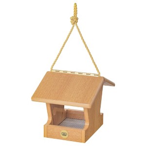Bird Choice Small Modern Farmhouse Hopper Bird Feeder 7" Natural Teak Brown - 1 of 4