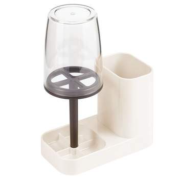 mDesign Toothpaste & Toothbrush Holder Stand with Rinsing Cup/Cover