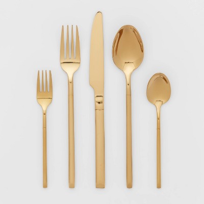 20pc Stainless Steel Brattleboro Silverware Set Gold - Threshold™