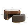 White Faux Marble Lift-Top Round Coffee Table with Hidden Storage,Sintered Stone Top and 3 Upholstered Ottomans for Living Room-Coolbibila - 4 of 4