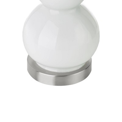 Set of 2 White Gourd Shape Table Lamps with Empire Shades