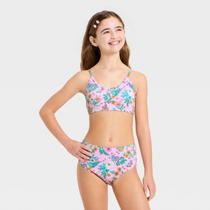 Girls' Sandy Bouquet Floral Bikini Set - art class™ Pink - 1 of 3