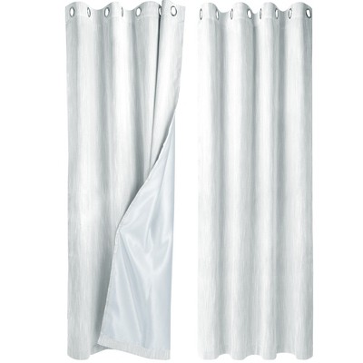 PiccoCasa Linen Textured Grommet Top Blackout Bedroom Darkening Curtains 2 Pcs