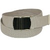 CTM Kids' Cotton Adjustable Belt with Brass Military Buckle - 3 of 4