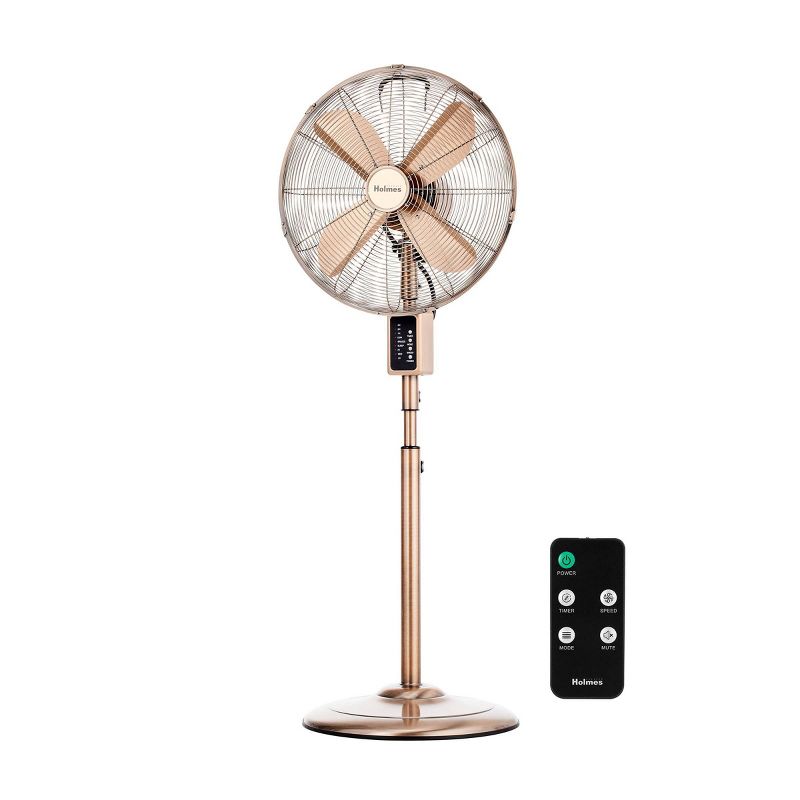 Holmes 16&#34; Digital Oscillating 3-Speed Metal Stand Fan with Remote Control Copper, 1 of 10