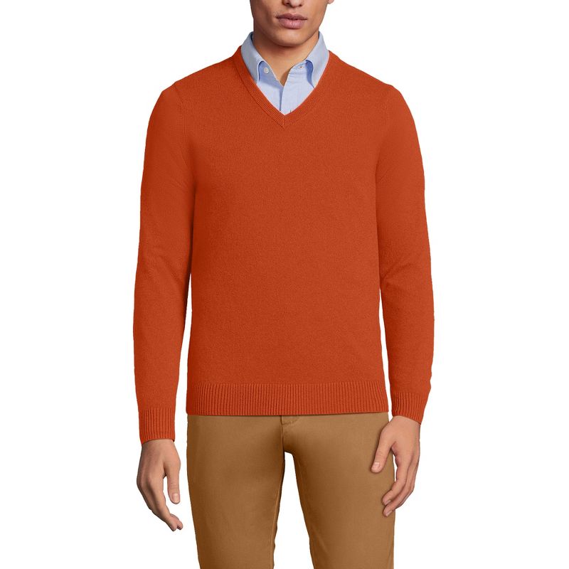 Lands' End Men's Fine Gauge Cashmere V-neck Sweater, 1 of 5