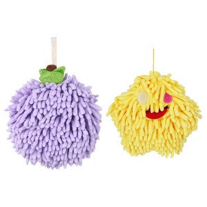 REGALWOVEN 2 Pcs Cute Comfortable Soft Absorbent Chenille Fuzzy Hand Towel - 1 of 4