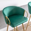 SKRAN 30 Inch Velvet Upholstered Bar Stools Set of 2 Counter Height Bar Chairs With Gold Legs and Chrome Footrest For Dining Room, Pub - 3 of 4