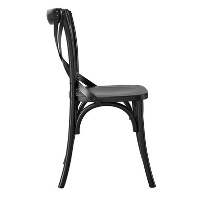 Elm Wood Black X-Brace Dining Side Chair